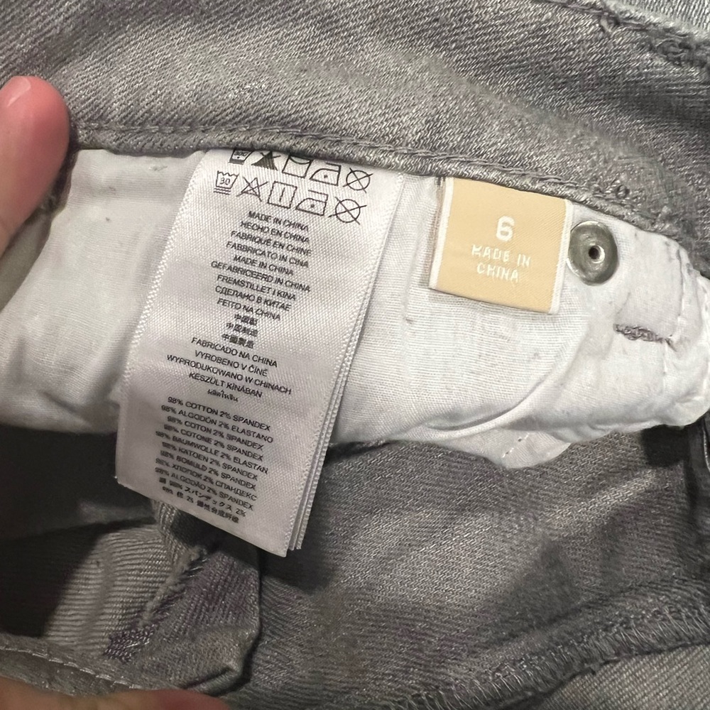 MICHAEL KORS Womens Moto Biker Jeans‎ Silver Metallic Skinny Zipper Ankle Size 6 - Picture 7 of 8